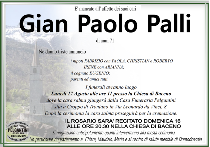 Gian Paolo Palli di anni 71