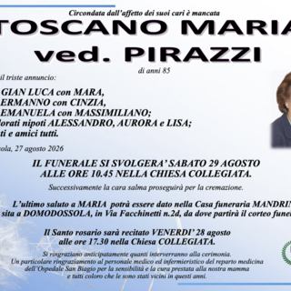 Toscano Maria ved. Pirazzi di anni 85