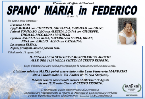 Spanò Maria in Federico anni 76