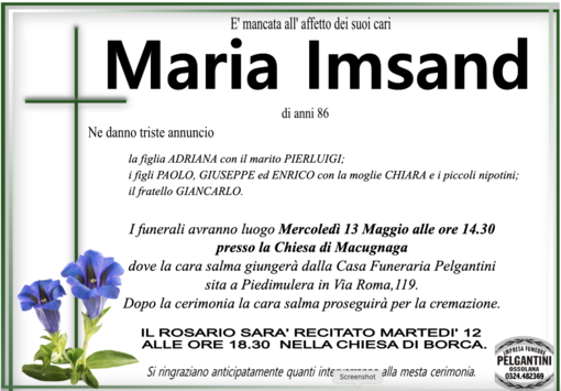 Maria Imsand di anni 86