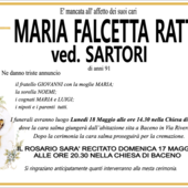 Maria Falcetta Ratti ved. Sartori di anni 91