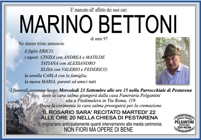 Marino Bettoni di anni 97