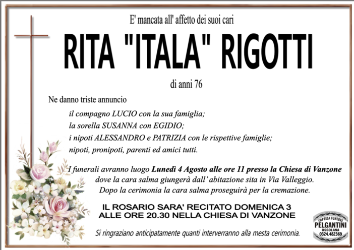 Rita &quot;Itala&quot; Rigotti di anni 76