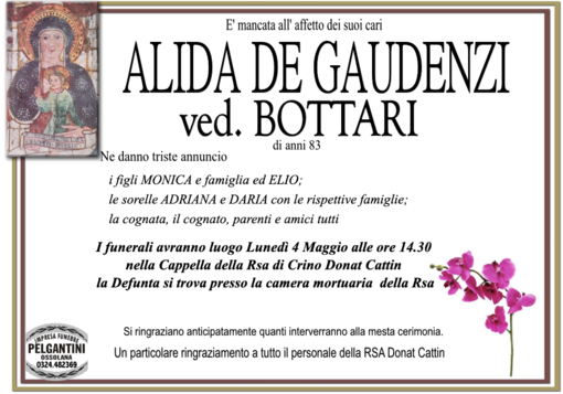 Alida De Gaudenzi ved. Bottari di anni 83