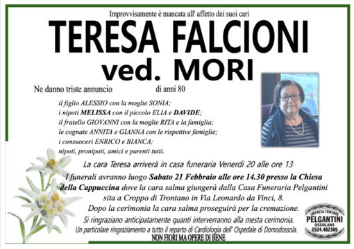 Teresa Falcioni ved. Mori di anni 80
