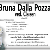 Bruna Dalla Pozza ved. Claisen di anni 82
