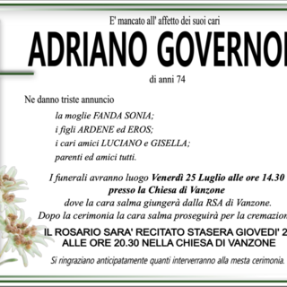 Adriano Governore di anni 74