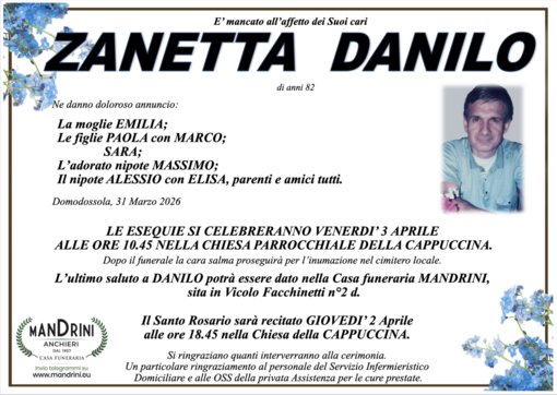 Zanetta Danilo di anni 82