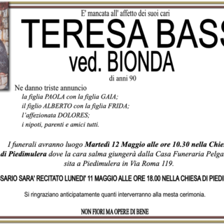Teresa Bassi ved. Bionda di anni 90
