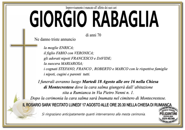 Giorgio Rabaglia di anni 70