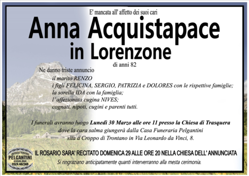 Anna Acquistapace in Lorenzone di anni 82