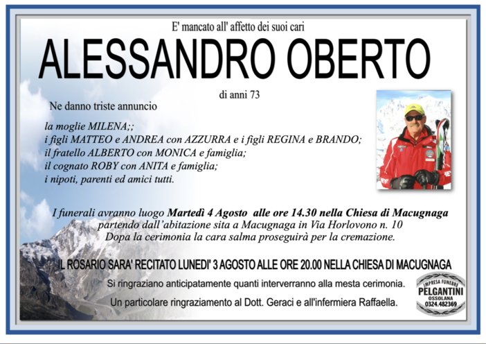 Alessandro Oberto di anni 73