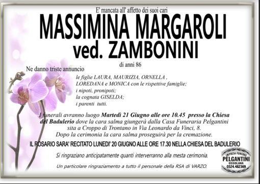 Massimina Margaroli ved. Zambonini di anni 86