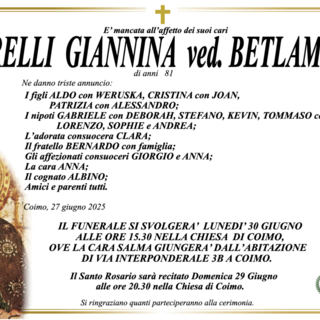 Prelli Giannina ved. Betlamini di anni 81