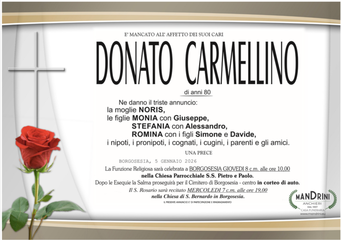 Donato Carmellino di anni 80