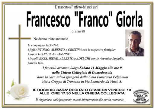 Francesco 'Franco' Giorla 88 anni