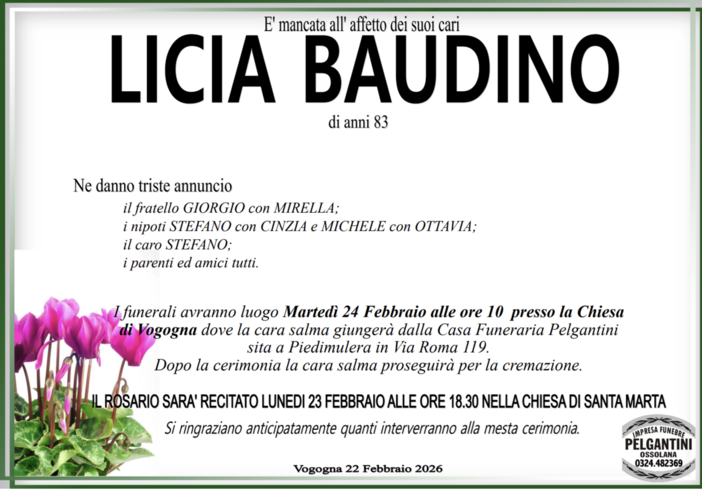 Licia Baudino di anni 83