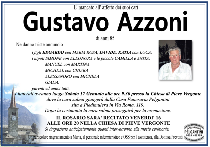 Gustavo Azzoni di anni 85