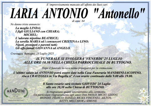 Iaria Antonio &quot;Antonello&quot; di anni 64
