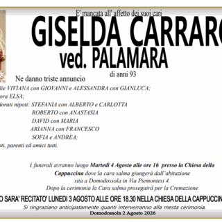 Giselda Carraro ved. Palamara di anni 93