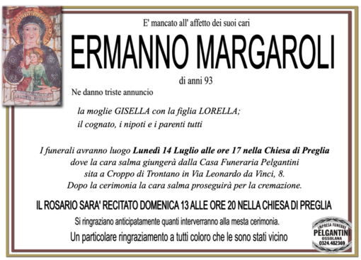Ermanno Margaroli di anni 83