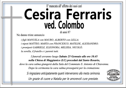Cesira Ferraris ved. Colombo di anni 87