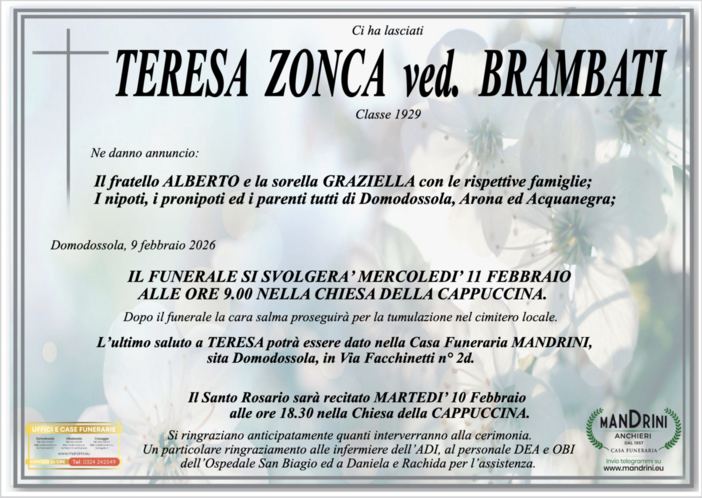 Teresa Zonca ved. Brambati classe 1929