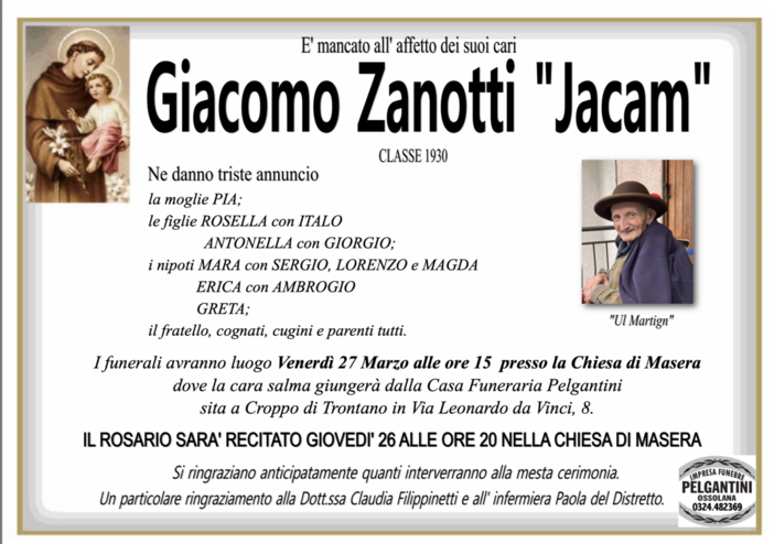 Giacomo Zanotti "Jacam" classe 1930