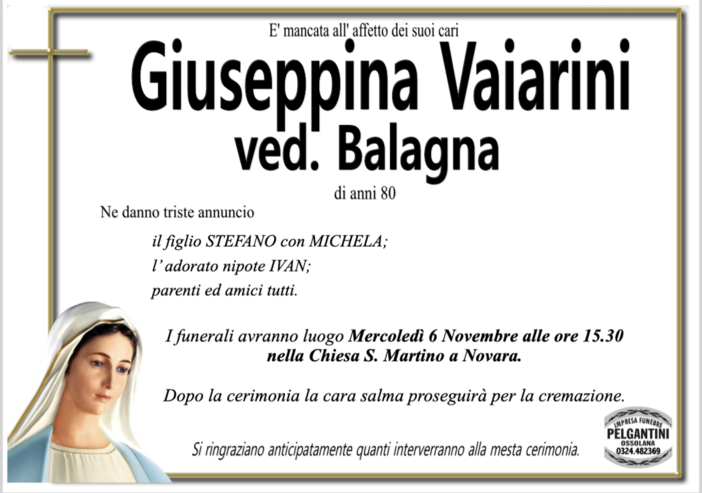 Giuseppina Vaiarini ved. Balagna di anni 80