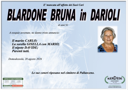 Blardone Bruna in Darioli di anni 92 Blardone Bruna in Darioli di anni 92