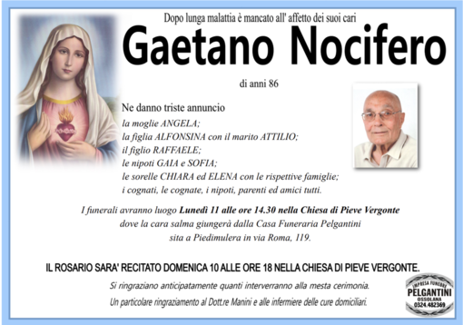 Gaetano Nocifero di anni 86