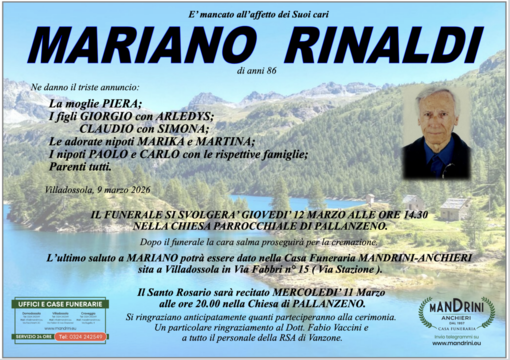 Mariano Rinaldi di anni 86