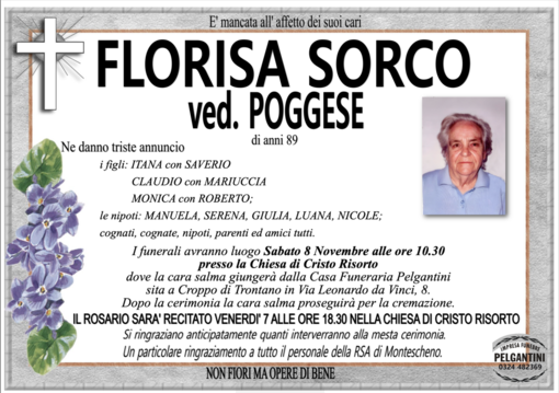 Florisa Sorco ved. Poggese di anni 89 Florisa Sorco ved. Poggese di anni 89