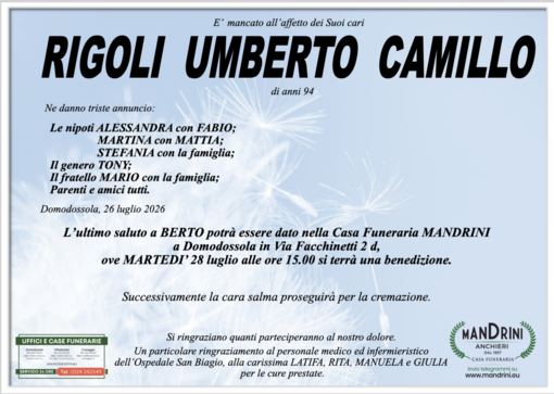 Rigoli Umberto Camillo di anni 94 Rigoli Umberto Camillo di anni 94