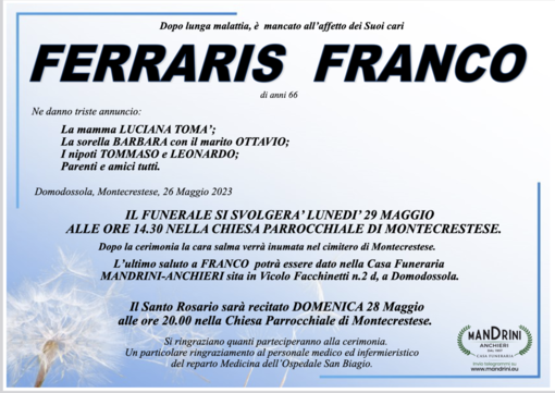 Ferraris Franco di anni 66