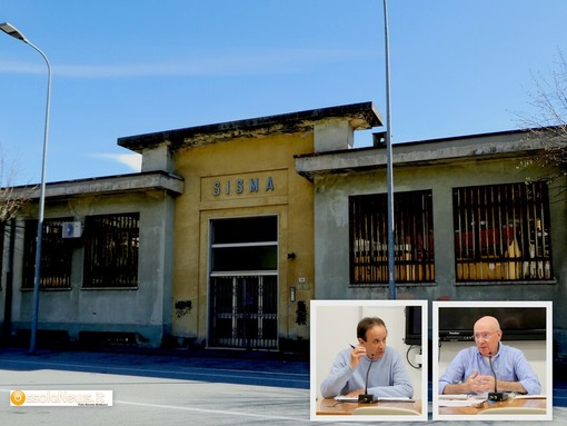 Gli ex uffici della Sisma, nei riquadri Maurizio Romeggio e Mauro Ferrari