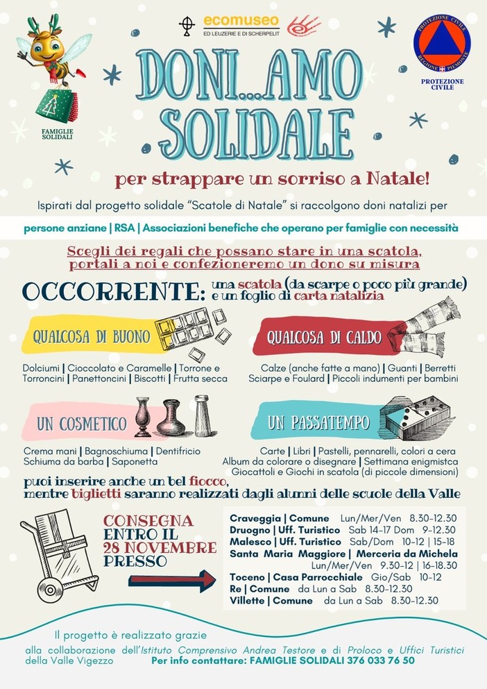 In Valle Vigezzo un aiuto ad anziani e famiglie in difficoltà con ‘Doni...amo solidale’