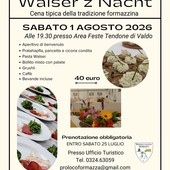 Torna la tipica cena "Walser z Nacht" a Valdo Torna la tipica cena "Walser z Nacht" a Valdo