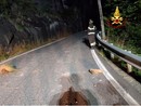 Frana nella notte sulla Statale 659 a Crodo: auto colpita dai detriti