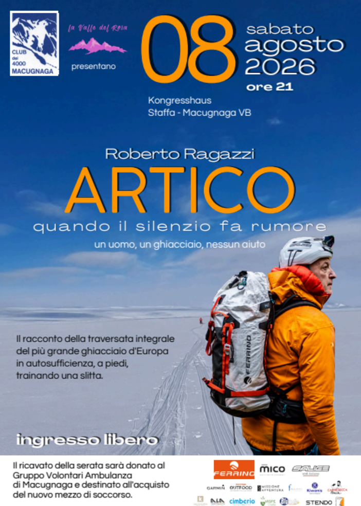 L’avventura estrema fa tappa a Macugnaga: l’esploratore Roberto Ragazzi racconta i ghiacci dell’Artico L’avventura estrema fa tappa a Macugnaga: l’esploratore Roberto Ragazzi racconta i ghiacci dell’Artico
