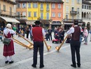 I corni vallesani questa mattina in piazza Mercato