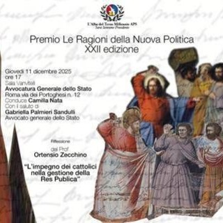 Premio 'Ragioni della nuova politica', oggi la cerimonia della XXII edizione Premio 'Ragioni della nuova politica', oggi la cerimonia della XXII edizione