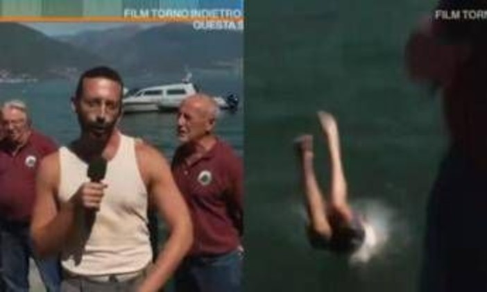 Mario Acampa, inviato di Camper, si spoglia e si getta nel lago in diretta tv: "Grazie a tutti"