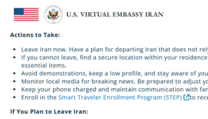 'Abbandonate l'Iran'. Il messaggio dell'ambasciata Usa, attacco imminente?
