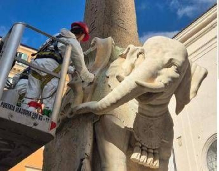 Roma, Elefante di Bernini restaurato dopo distacco della zanna