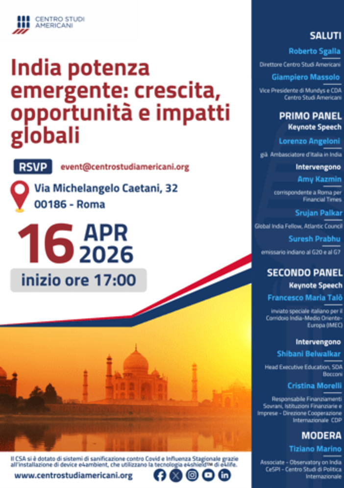 India potenza emergente: evento a Roma su crescita, opportunità e impatti globali India potenza emergente: evento a Roma su crescita, opportunità e impatti globali