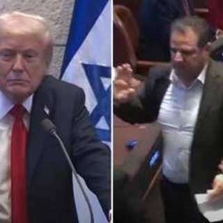 Trump alla Knesset, due deputati protestano: presidente Usa interrotto Trump alla Knesset, due deputati protestano: presidente Usa interrotto